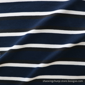 Wholesale Soft Stretchy Stripe Pattern Yarn Dyed 1x1 Rib Knitted Fabric Polyester Cotton Spandex Mixed Fabrics For Clothing